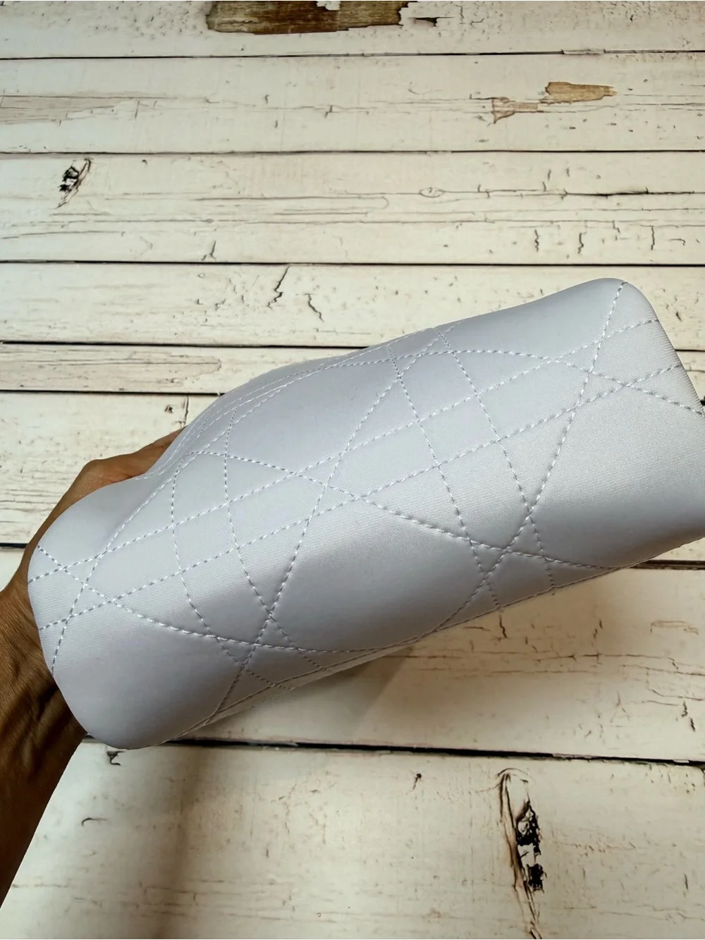 Dior White Quilted CD Cosmetic Pouch